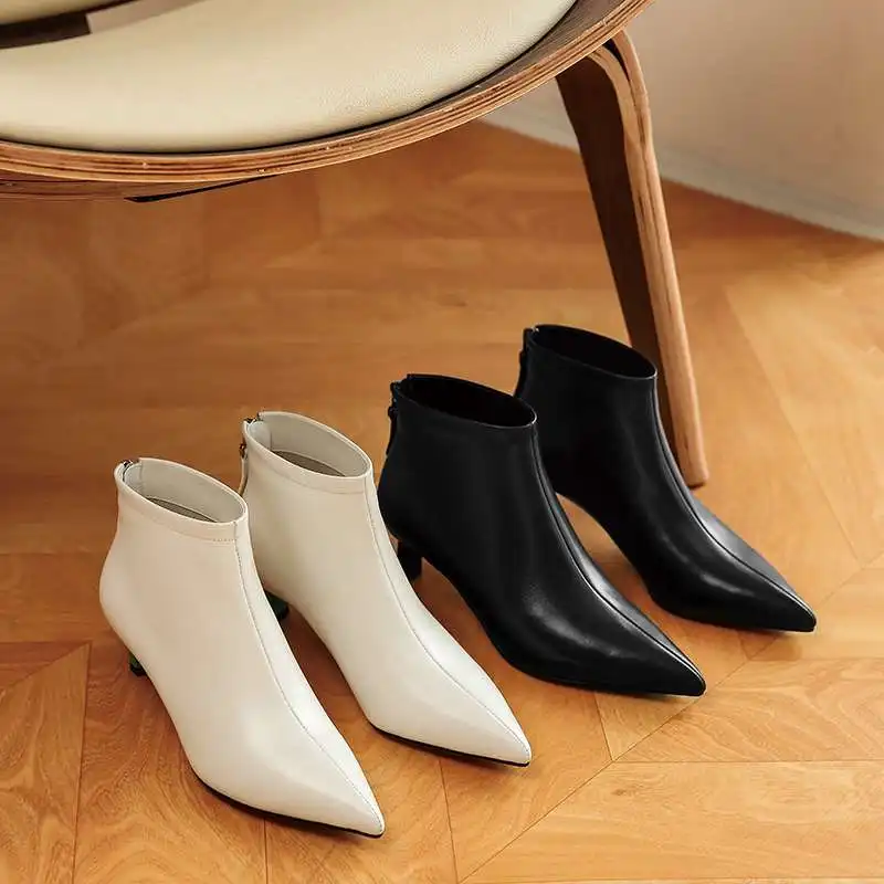 

Vichelo Hot office lady autumn winter recommend Chelsea boots pointed toe natural leather med heel daily wear ankle boots L63