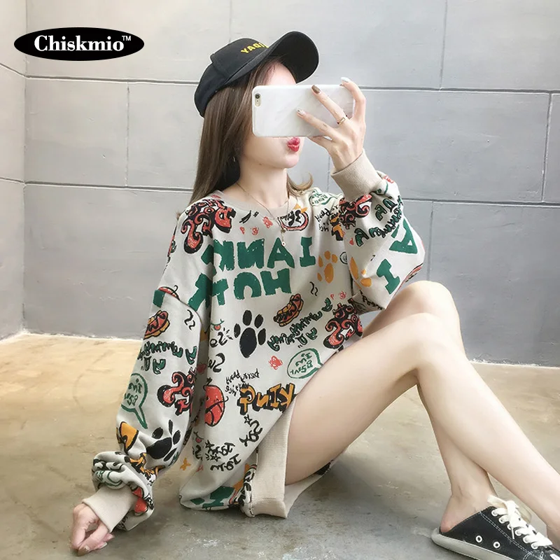 

Letter Print Sweatshirt Women Cartoon Plus Size Pullover Korean Sweet Style Tops Ladies Autumn Fashion Sweatshirts Harajuku