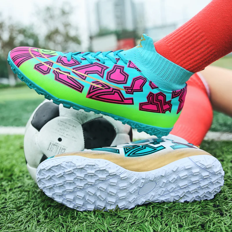 Унисекс футбольная обувь с длинными шипами футбольные ботинки FG/TF уличные бутсы