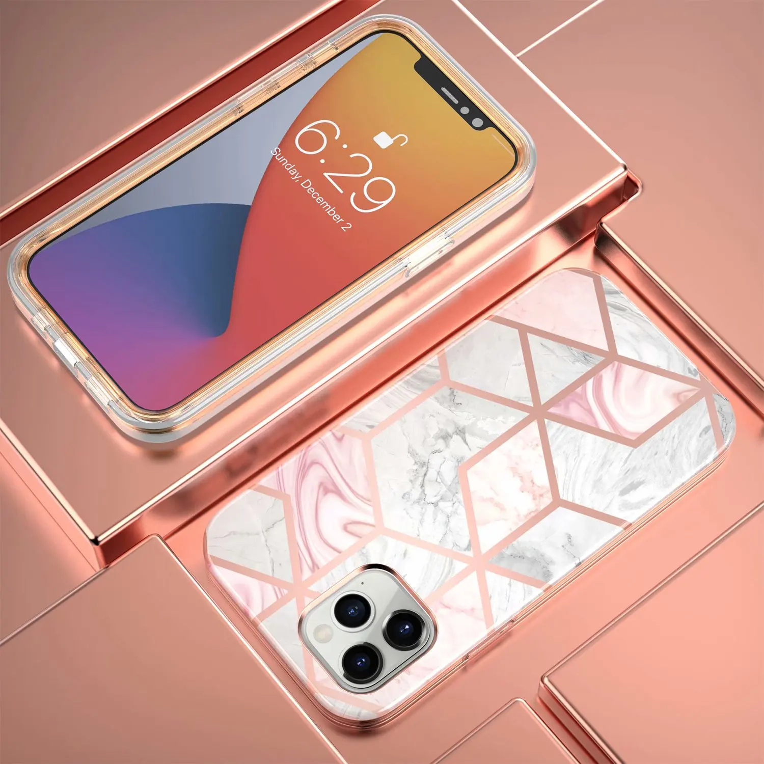 

Electroplating Marble Case For iPhone 11 12 Pro Max 7 8 X XR XS Full-Body Protection Hard PC Bumper + TPU Rubber Shockproof