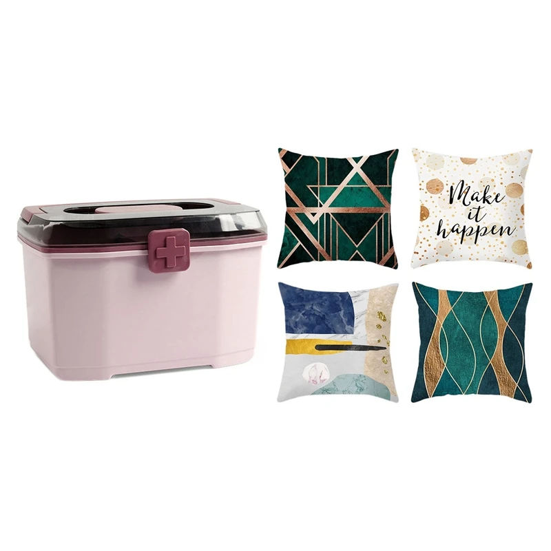 

Portable Storage Medicine Box With 4Pcs Geometric Series Peachskin Pillowcase