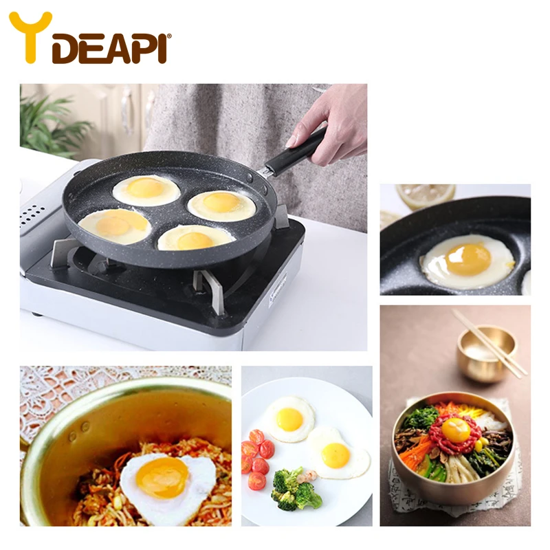 YDEAPI egg pot non-stick pan household mini poached burger dumpling mold four holes small fried artifact | Дом и сад