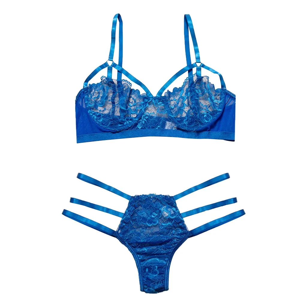 Сексуальное женское кружевное нижнее белье бюстгальтер на косточках трусики комплект нижнего белья ночная