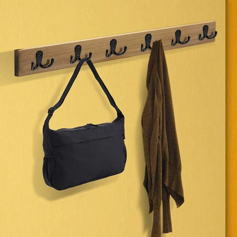 

HOT-18 Pcs Double Prong Robe Hooks with 36 Screws,Dual Coat Hooks Wall Mounted Hanger,for Bathroom,Bedroom,Door,Wall,Black