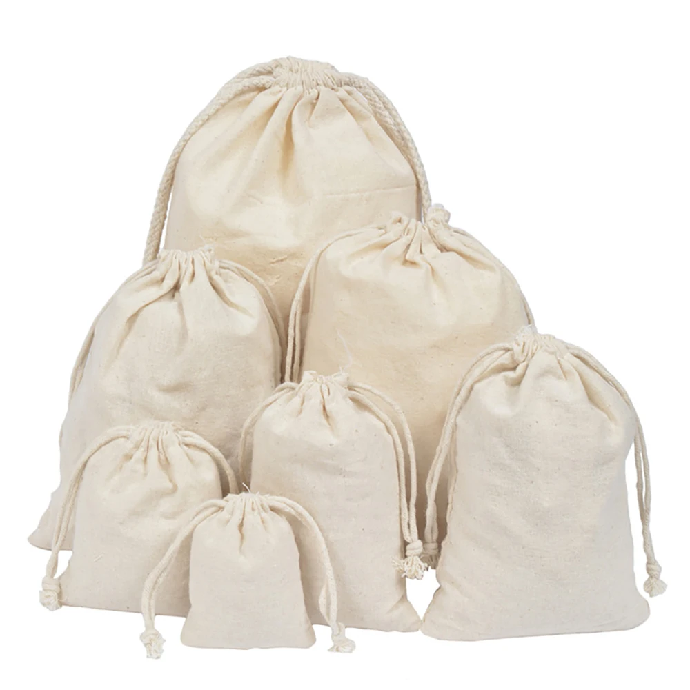 

10PCS/set Cotton Packaging Bag Household Drawstring bag Coin Travel Storage Jewelry Packaging Reusable packag bag for Candy food