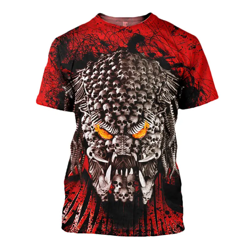 Новинка 2019 футболки на заказ мужские топы с 3D принтом Хэллоуин ужас хищник
