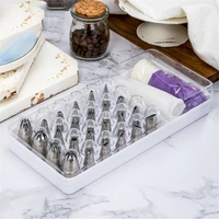27pcsset tpu icing piping cream pastry bag stainless steel nozzle pastry tips converter diy bakeware cake decorating tool