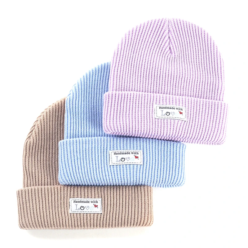 

New Winter Hat For Women Ribbed Knitted Beanie Hats Man Skullcap Unisex Warm Cuffed Candy Color Beanies Casual Ski Bonnets