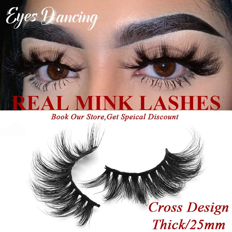 

100% Real Mink Lashes Eyes Dancing 3D 25mm thick Natural Long Eyelashes Makeup Dramatic Volume Mink hair Eyelash extension tools