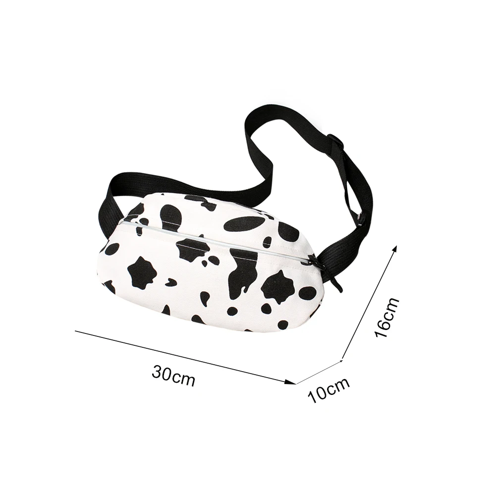 

Women Casual Cow Printed Fanny Waist Packs Canvas Zipper Chest Bag Messenger Pouch Female Travel Daily Crossbody Bags