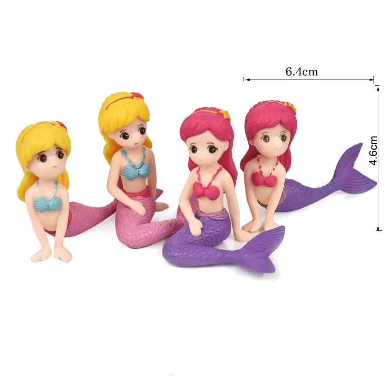 4pcs PVC craft 4 шт./компл. сексуальное вечернее платье из шифона Русалка из Фея садовые миниатюры гномов моховые террариумы Изделия из смолы фигурки для украшения дома мини-фигурки - Color: 4pcs PVC craft