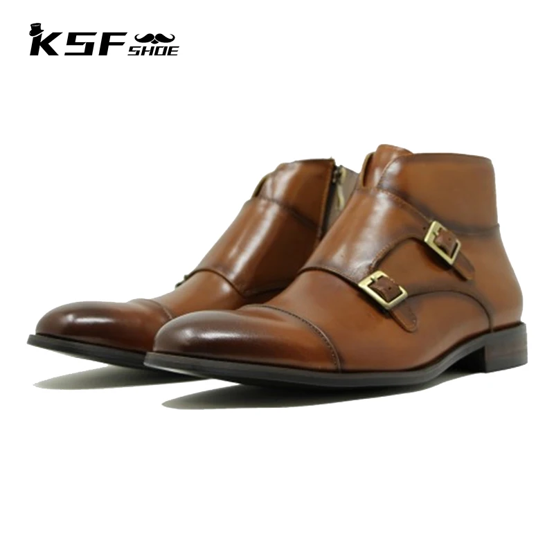 

KSF SHOE Chelsea Luxury Men Boots Shoes Designer Add Velvet Handmade Genuine Leather Fashion Work Winter Man Boots Shoes Men