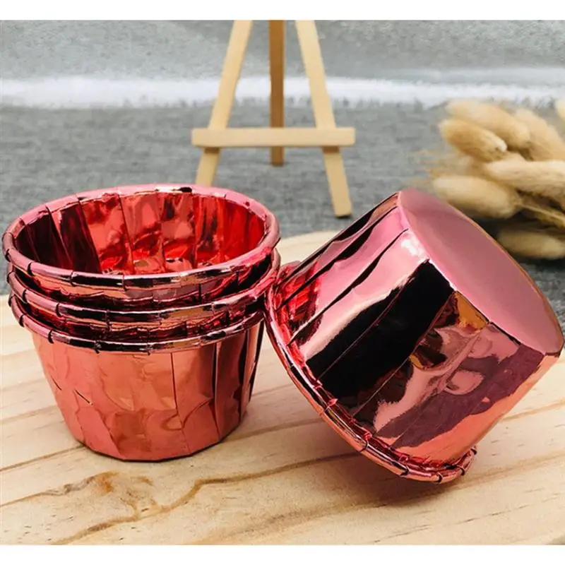 

100Pcs /Set Muffin Paper Cups Double-sided Aluminum Foil Cupcake Wrapper Baking Tools