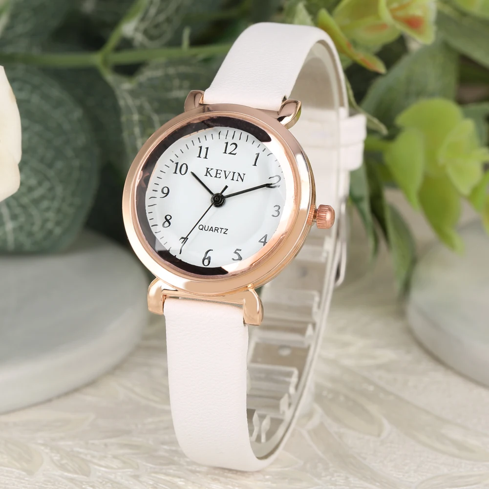 Шикарные кварцевые часы для женщин Модный чехол из розового золота лаконичный