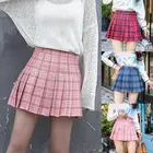 Плиссированная мини-юбка, Повседневная Свободная клетчатая юбка, трапециевидная юбка с высокой талией в Корейском стиле, 2019