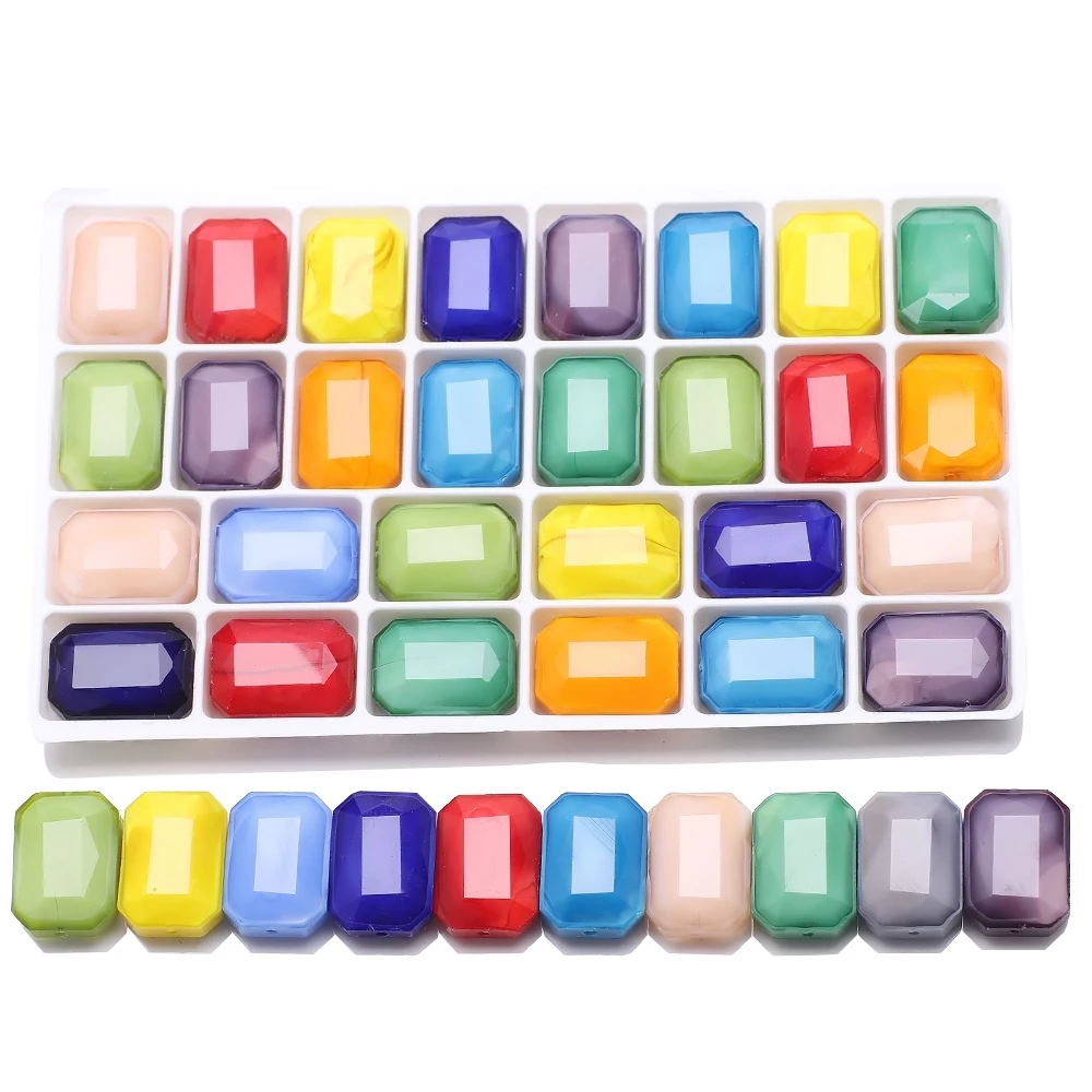 

13X18MM Crystal Mahjong Button 10Pcs Faceted Rectangle Glass Beads For Jewelry Making DIY Earring Accessories Fashion Charms Kit