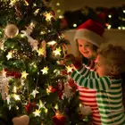 ЗецзоСВЕТОДИОДНАЯ Гирлянда со звездами, комнасветильник освещение, Мерцающая Лампа для рождественской, праздничной, рождественской елки вечерние ринки, свадьбы