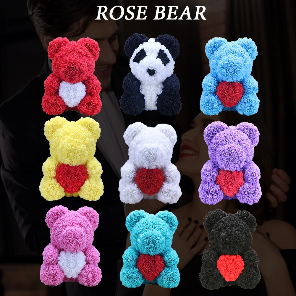 

Rose Bear with Heart Teddy Bear with Artificial Rose Flower Bear for Valentines Day Anniversary Birthday Bridal Shower Dropship