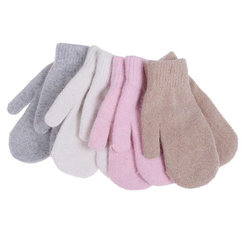 

1 Pair Korean Style Wool Gloves Female Winter Solid Color All Fingers Winter Women Gloves Girls Mittens