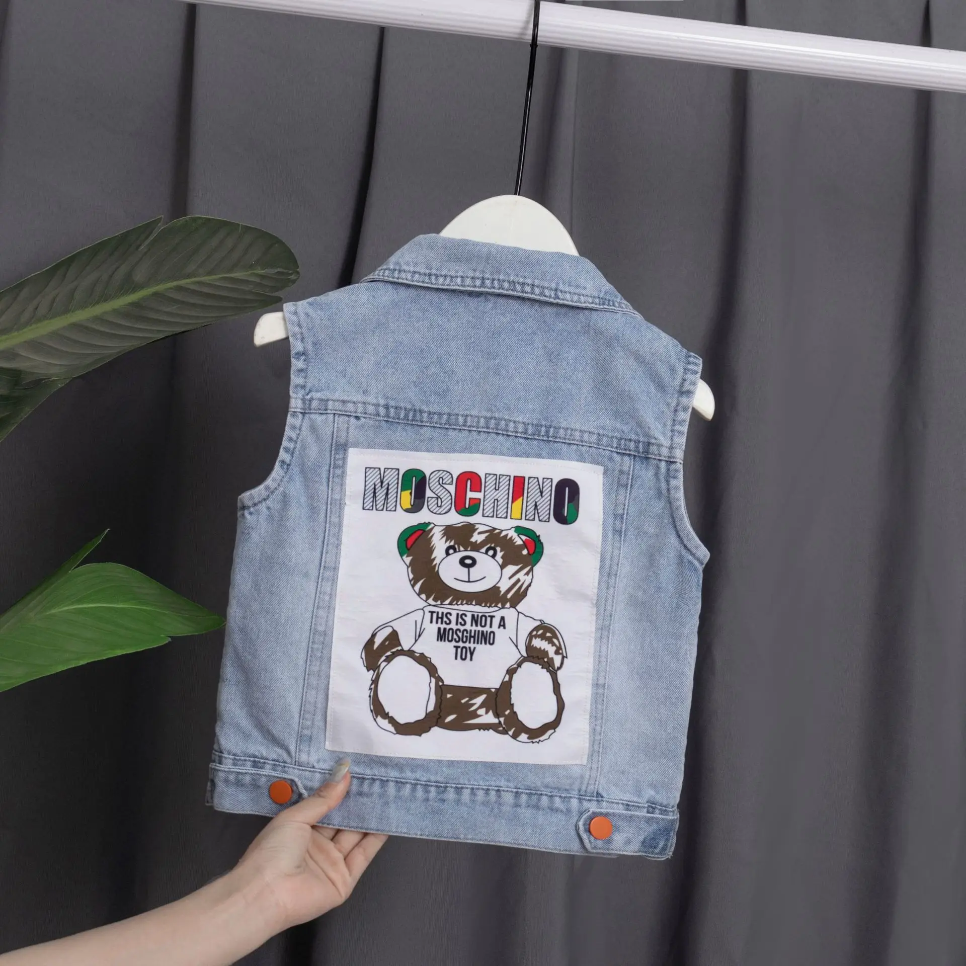 Весна-осень новый стиль детская джинсовая жилетка детский жилет из чистого