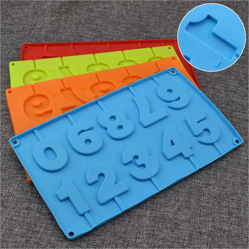 1 шт. леденец форма для шоколада с барабанные палочки 0-9 в форме цифр силиконовая