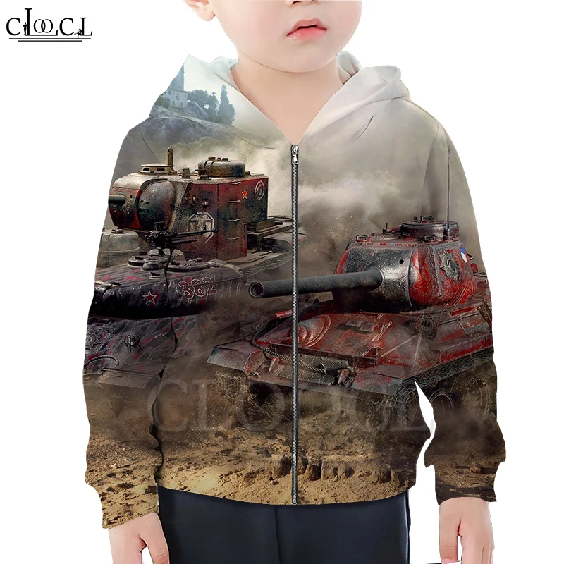 CLOOCL Kids Games World of Tanks/Милая толстовка с капюшоном на молнии для мальчиков и девочек 3D