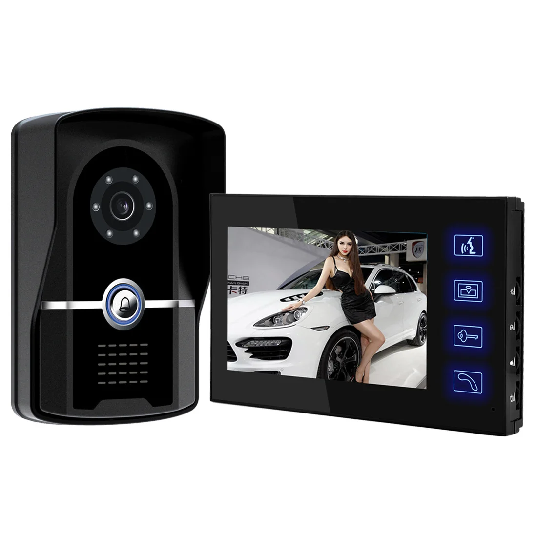 7 Inch Video Doorbell Hd Touch Key Waterproof Hd Ccd Home Video Intercom Waterproof Outdoor Unit