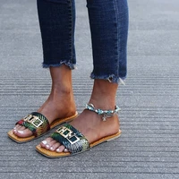 womens slippers summer new fashion flat bottomed liuding metal buckle beach shoes plus size european american leisure slippers