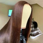 Парик из натуральных человеческих волос, 13x4, коричневый цвет