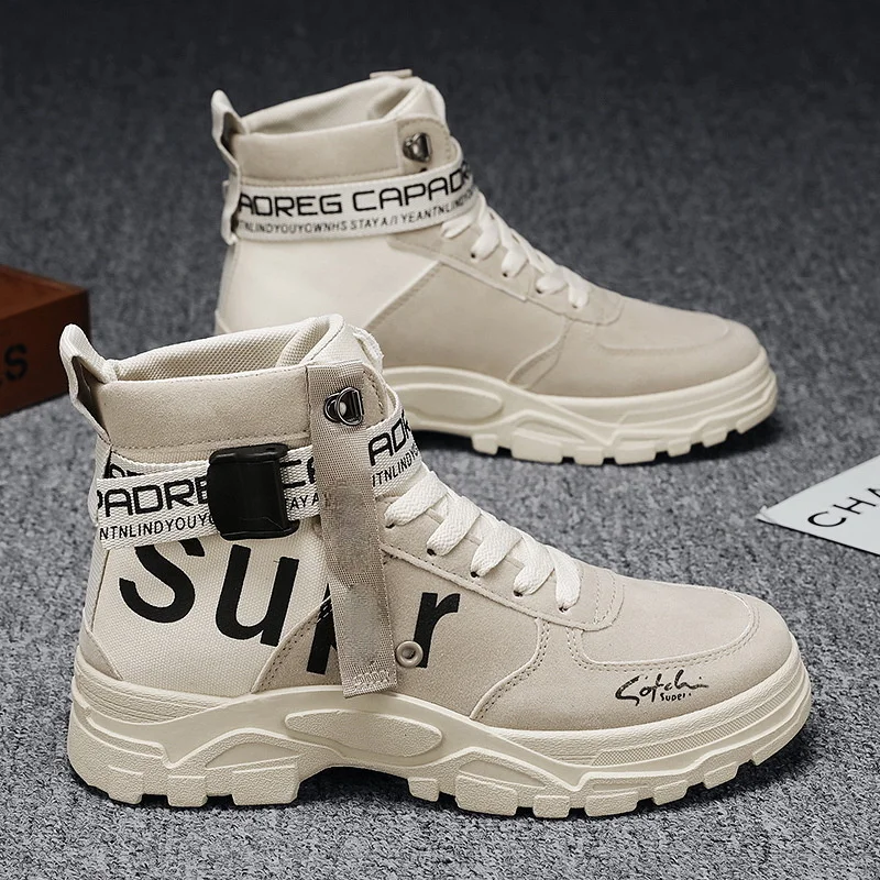 

British Canvas Shoes Martin Boots Men Autumn Personality Fashion Casual Boots High-top Tooling Winter Shoes Boots 2021