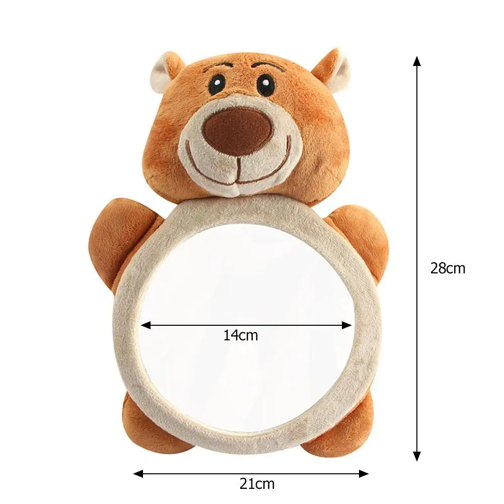 Espejos frontales para beb&eacute;, oso de peluche de dibujos animados, espejo ajustable para asiento trasero de coche, Monitor de visi&oacute;n de seguridad para ni&ntilde;os peque&ntilde;os-5
