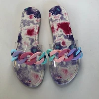 2021 new summer elegant chain flat bottom square toe womens slippers