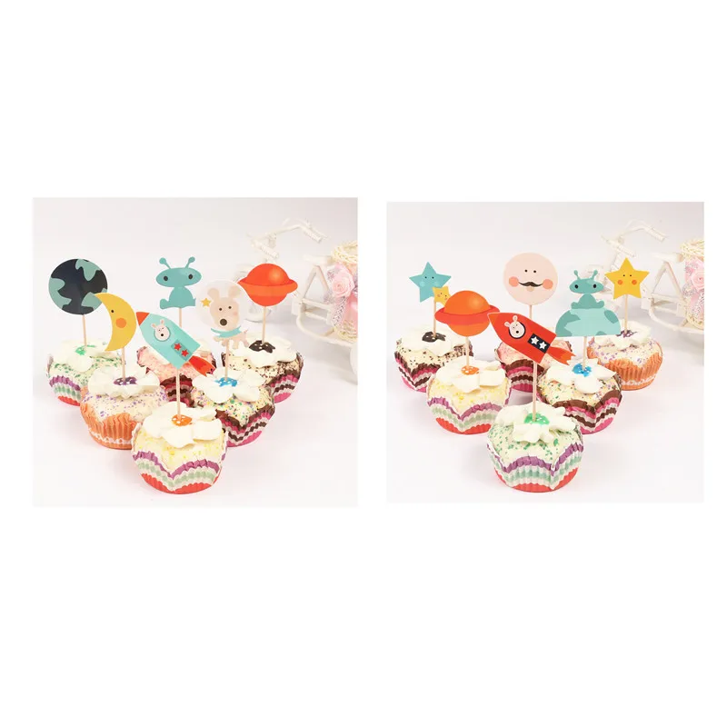 Ракета корабль собака космическая планета звезды инопланетянин робот кекс toppers