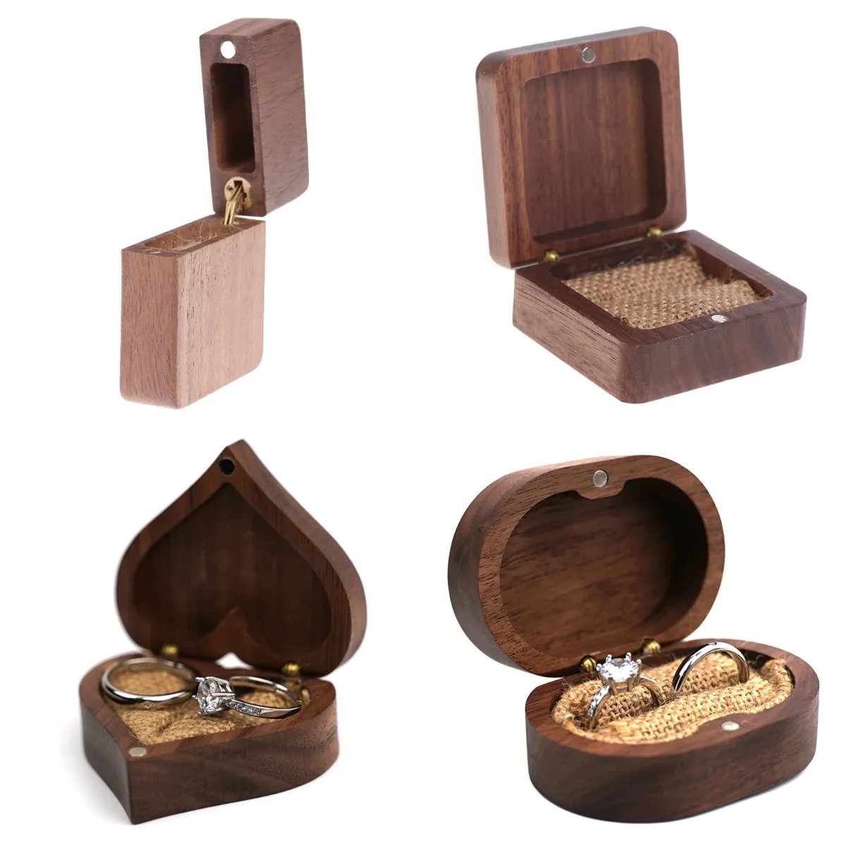 Деревянная коробка для обручального кольца 1 шт. свадебных колец невесты и жениха