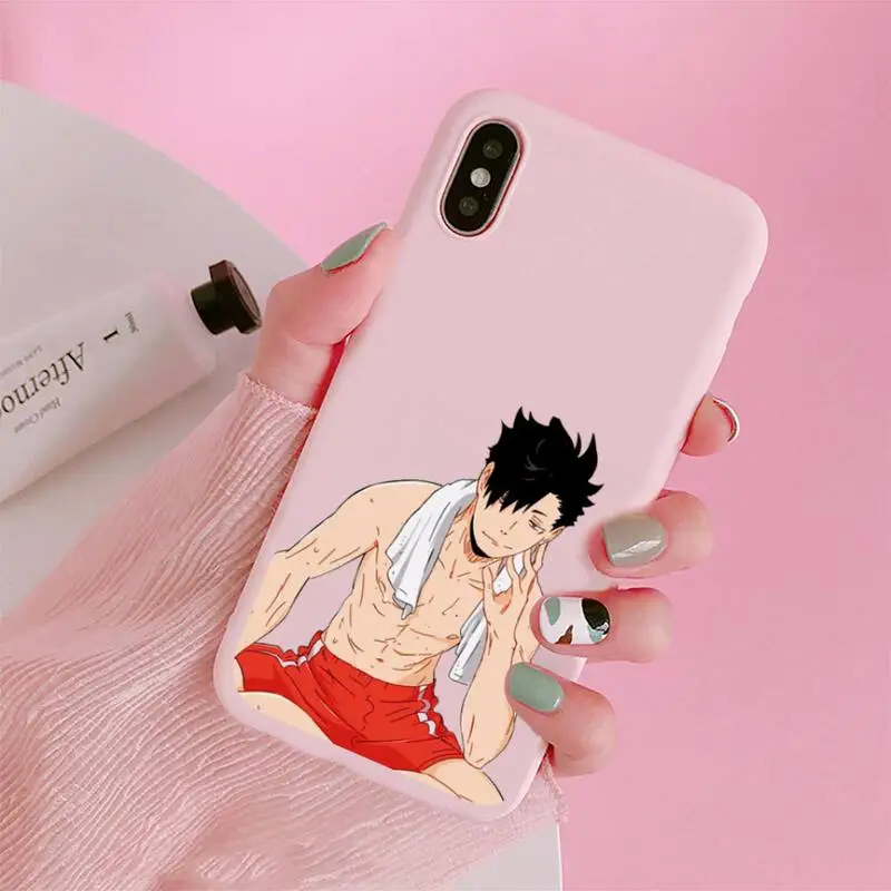 

Kuroo Tetsurou Kozume Kenma Phone Case For iphone 12 11 Pro Max Mini XS 8 7 6 6S Plus X SE 2020 XR Matte Candy Pink Silicone
