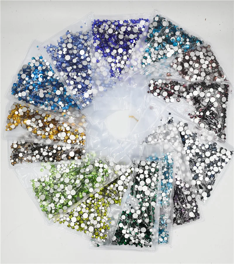 

ss3-ss30 Mix size 1400pcs Crystal Nail art Rhinestone Crystal AB Non Hotfix Nail Art Rhinestone Decoration glitter
