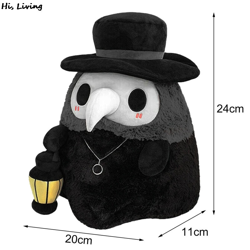

24cm Cartoon Animal Plague Doctor Beak Stuffed Plush Toy Halloween Beak Doctor Party Prom Props Luminous Plush Toys Gifts