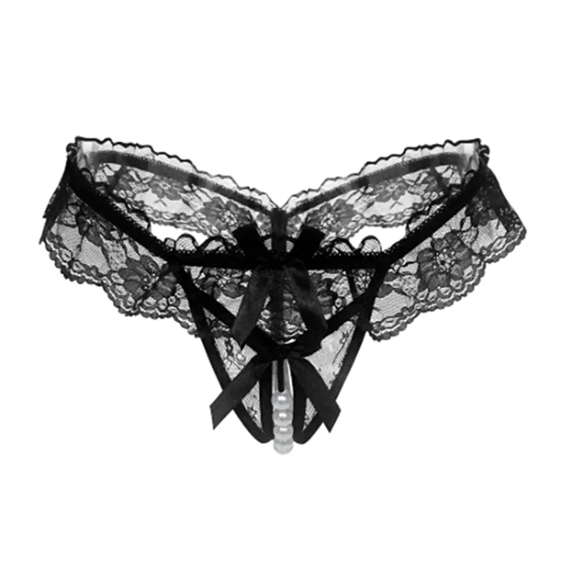 

Кружевные трусики для женщин, сексуальное нижнее белье, прозрачные трусики-стринги с жемчугом, открытая промежность, стринги для сексуальн...