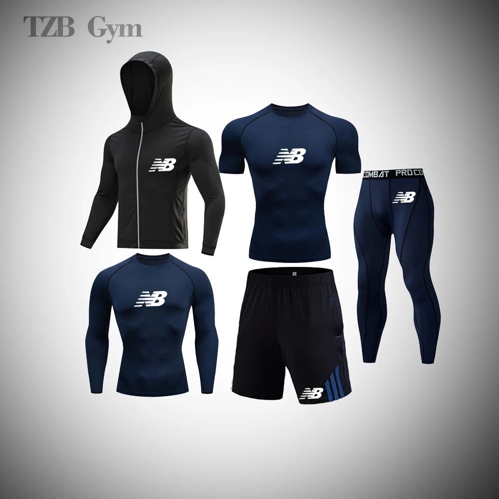 

Мужской осенний спортивный костюм для фитнеса, MMA, тренировок, эластичный впитывающий пот компрессионный костюм для бега, велосипеда, костю...