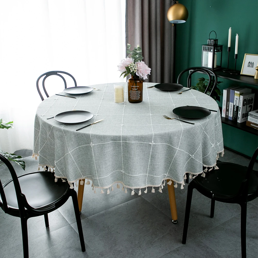 

Restaurant Practical Home Kitchen Modern Dining Room Nordic Style Washable Round Dustproof Easy Clean Hotel Table Cloth