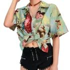 Женская винтажная блузка с принтом Купидона, кардиган с коротким рукавом, летняя пляжная блузка для отпуска, уличная модная одежда