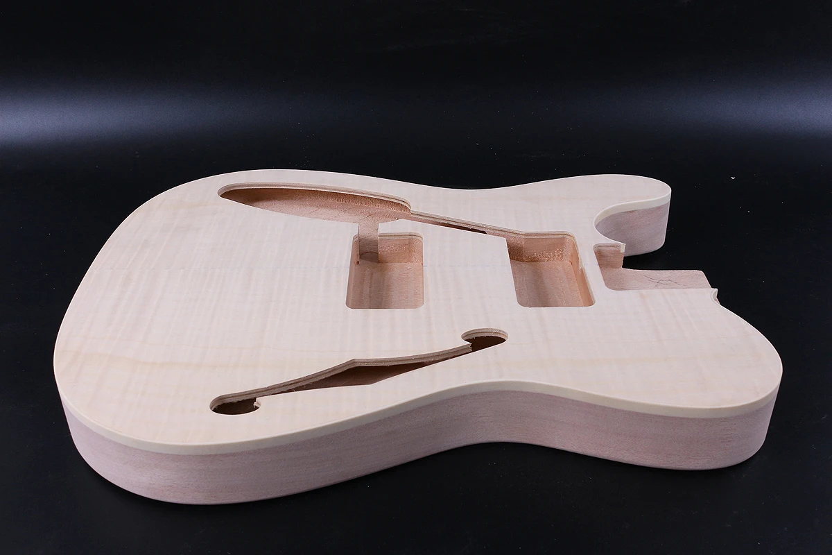 Подходит Diy Left hand Tele style корпус электрогитары красное дерево + пламя кленов шпон