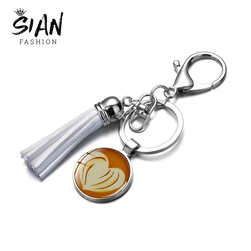 Брелоки с подвеской в виде сердца кофе горячий шоколад латте вытянутый цветок