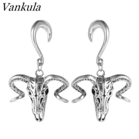 vankula new arrival ear dangle hooks 316l stainless steel ear gauges expander body jewelry cool style ear plugs piercing 2pcs