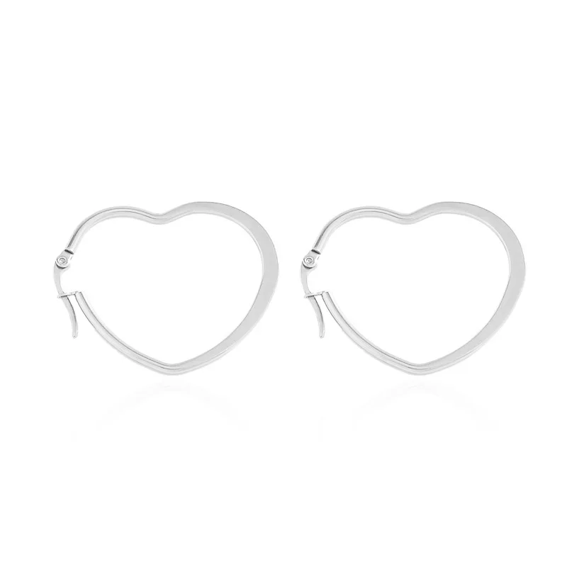 1 пара из нержавеющей стали в форме сердца серьги виде колец простой: золото