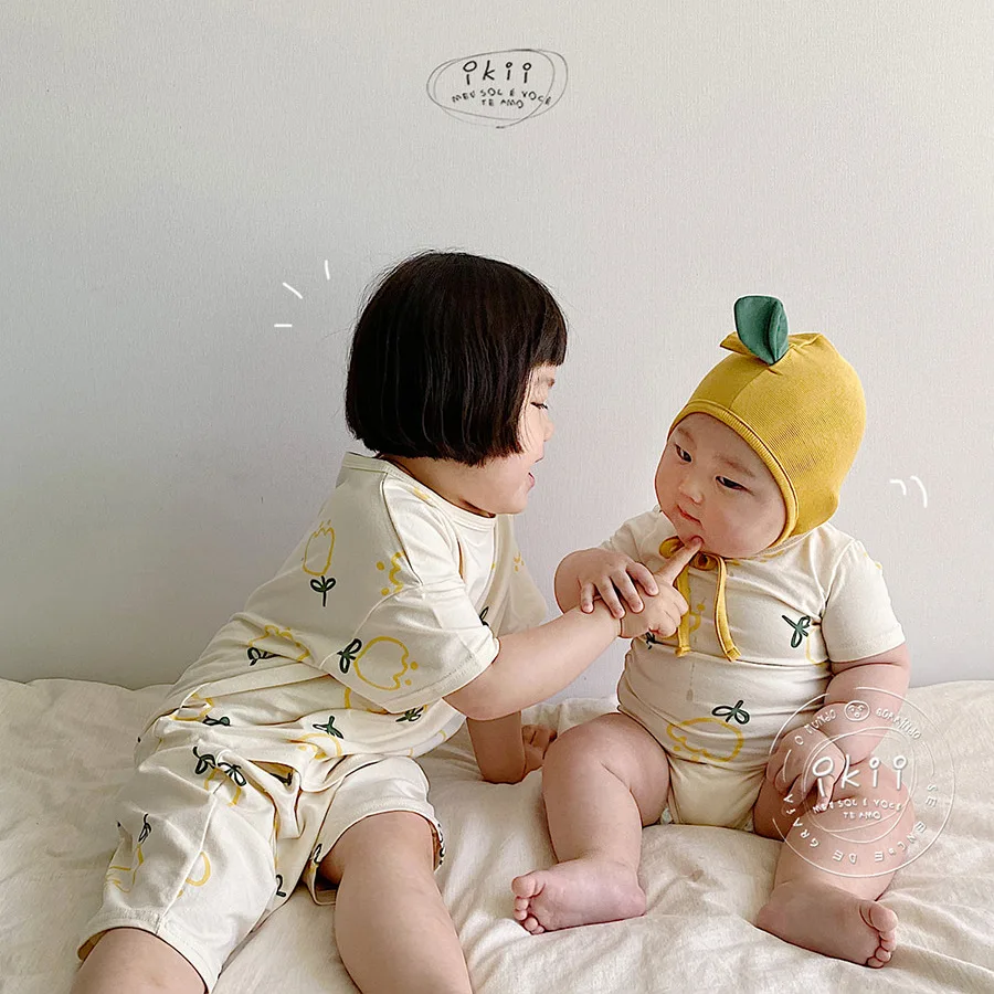 

Newborn Infant Baby Summer Clothes Boy Girl Cotton Cartoon Flower Printed Short Sleeve Bodysuit Toddler Cute Thin Bodysuit