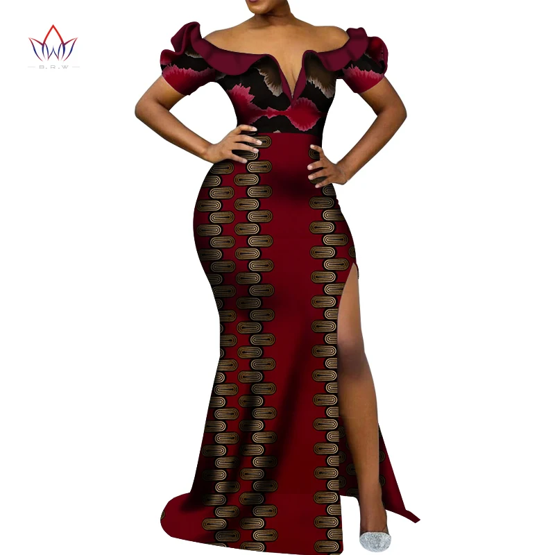 Vetement Femme Dashiki, африканские платья с v-образным вырезом для женщин, повседневные Свадебные вечерние африканские платья с коротким рукавом, Анкара, длинное платье swy5297