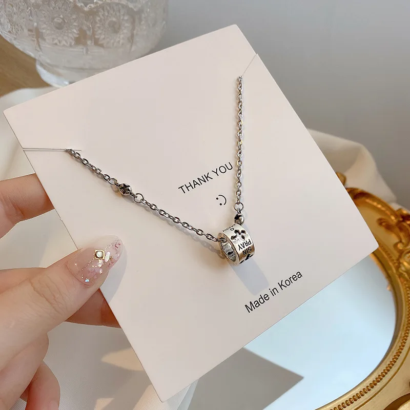 

European and American simple fashion retro hip-hop cross ring titanium steel necklace trend temperament retro sweater chain