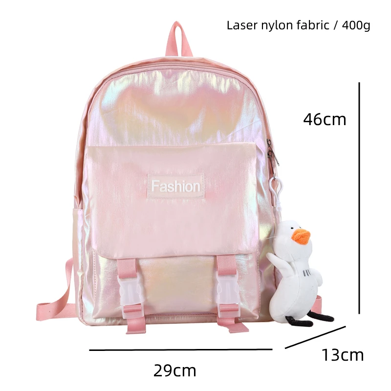 Модный Лазерный нейлоновый женский рюкзак школьный для девочек-подростков