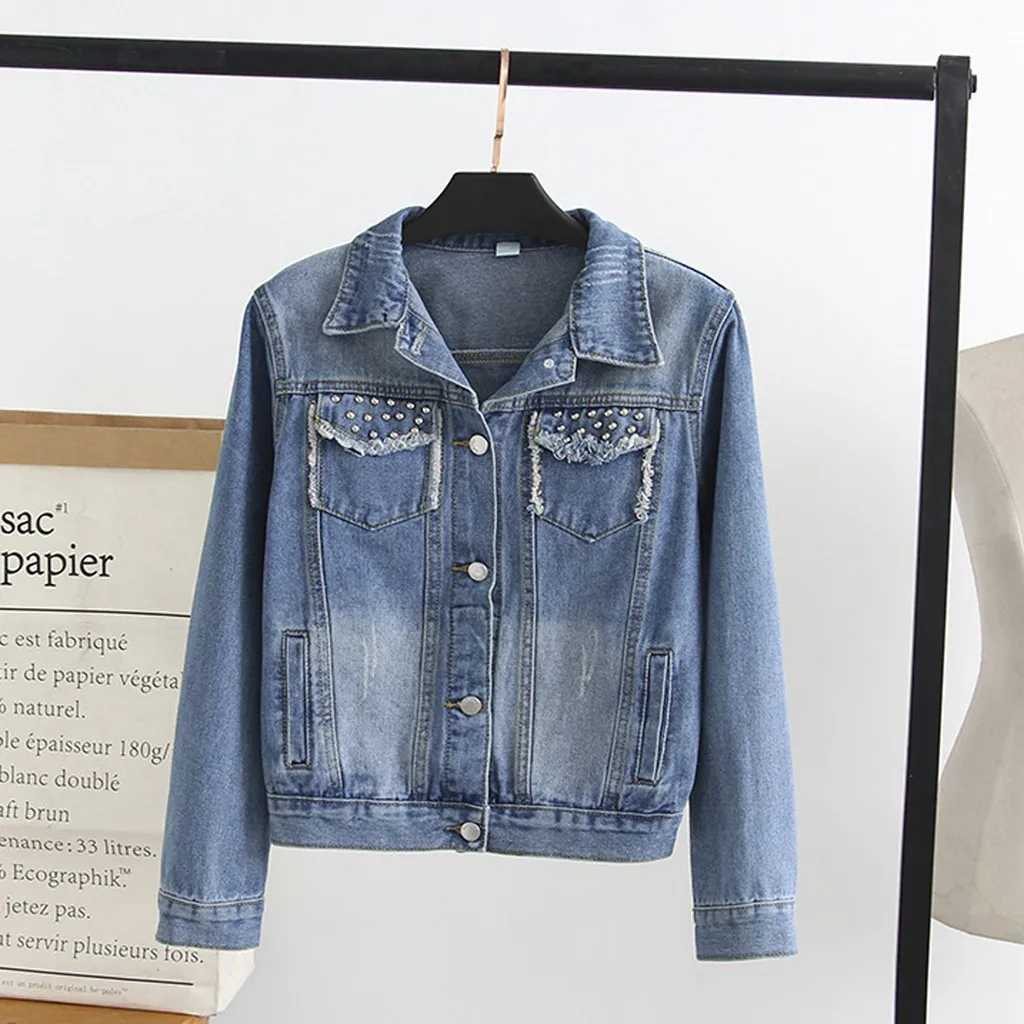 Женский потертый джинсовый Бомбер куртка базовая Женская Повседневная